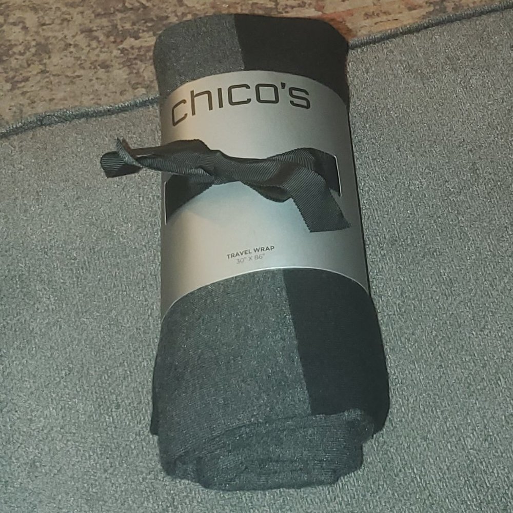 Chico's Cashmere Blend Travel Wrap - Black & Grey NWOT